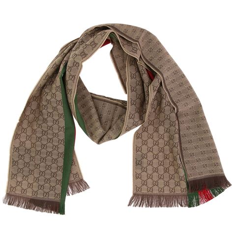 sciarpa gucci seta e lana|Gucci Sciarpa in lana e seta con motivo GG jacquard.